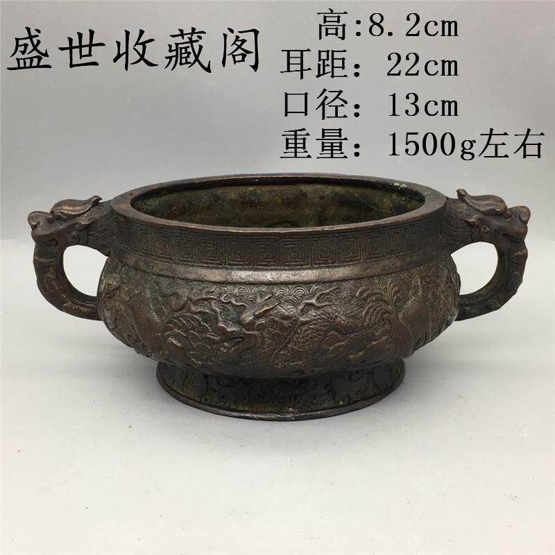 纯铜双龙耳香炉彷古做旧宣德炉薰香炉佛堂供奉居室檀香盘香线香炉