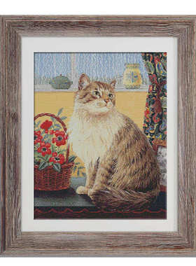 DC027 猫 小白十字绣套件 新款 客厅卧室 精准印花