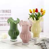 中古艺术复古高级感摆件客厅透明插花水养餐桌大肚奶油风玻璃花瓶