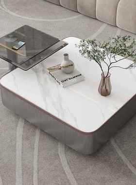 意板式简方家用茶几轻奢形小户型岩极茶几D705创意大小子母茶几组