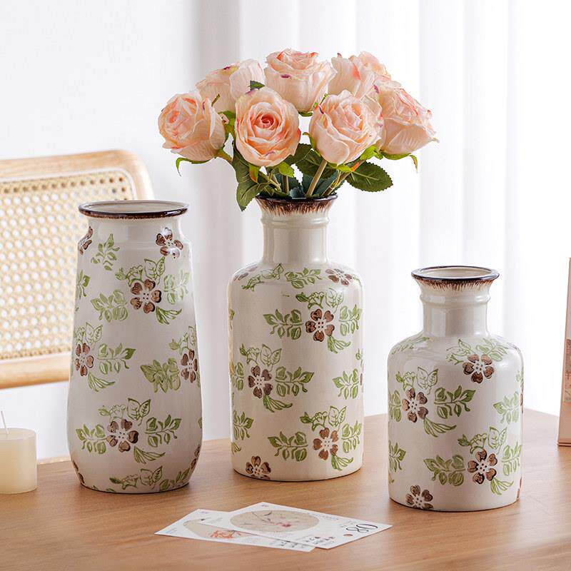 新中式中号青花瓷乡村田园复古简约百搭陶瓷插花花瓶客厅装饰摆件
