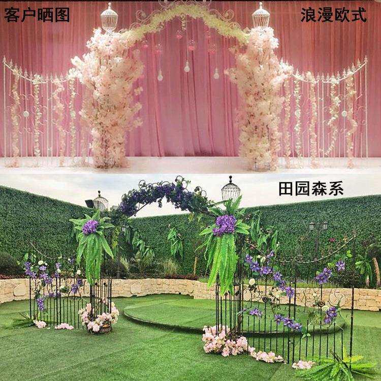 铁艺拱门大公园门绢花结婚场景布置开业庆典拱门婚庆道具花门