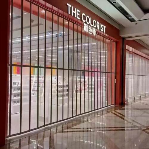 洗车房铝合金折叠门无下轨商场店铺拉门汽车美容车间防尘隔断门