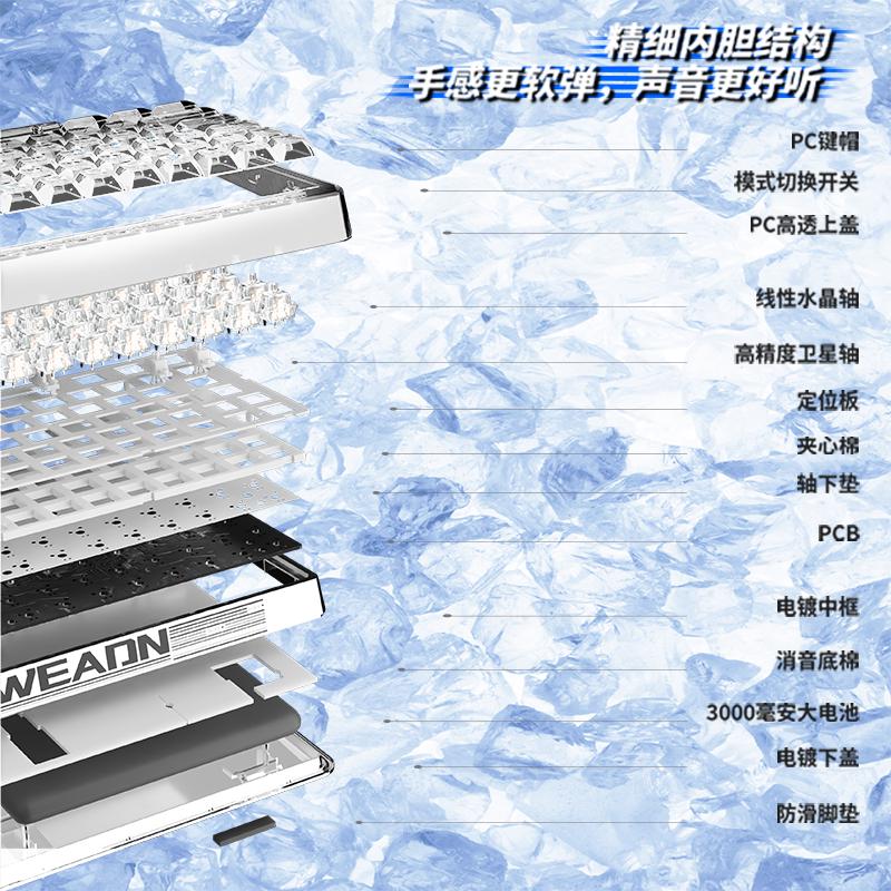 前行者V82透明机械键盘无线蓝牙三模鼠标套装女生办公游戏水晶