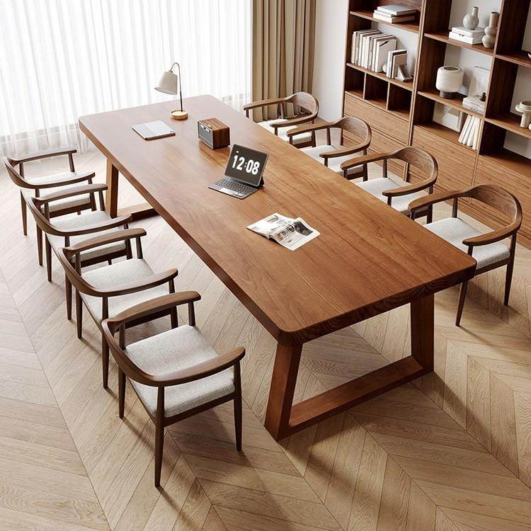 客厅大长桌子北欧实木书桌简约双人学习桌家用办公桌工作台电脑桌