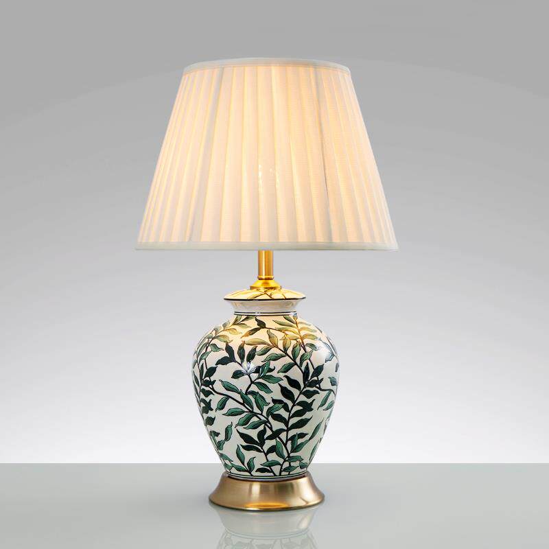 正品美式陶瓷厅台灯北欧简客约书房客样现代板卧室台厅灯床头灯欧