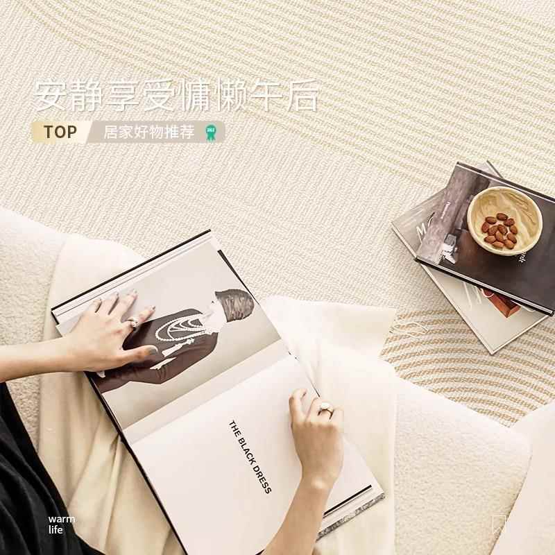 奶油风家理用地毯卧室地满铺茶几毯圈绒耐脏地易打垫2024客厅沙发