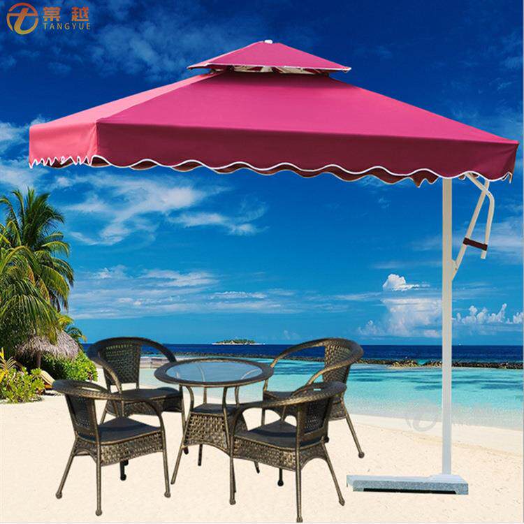 遮阳伞户外庭院伞别墅花园条纹大型罗马伞方形阳台室外斜伞太阳伞