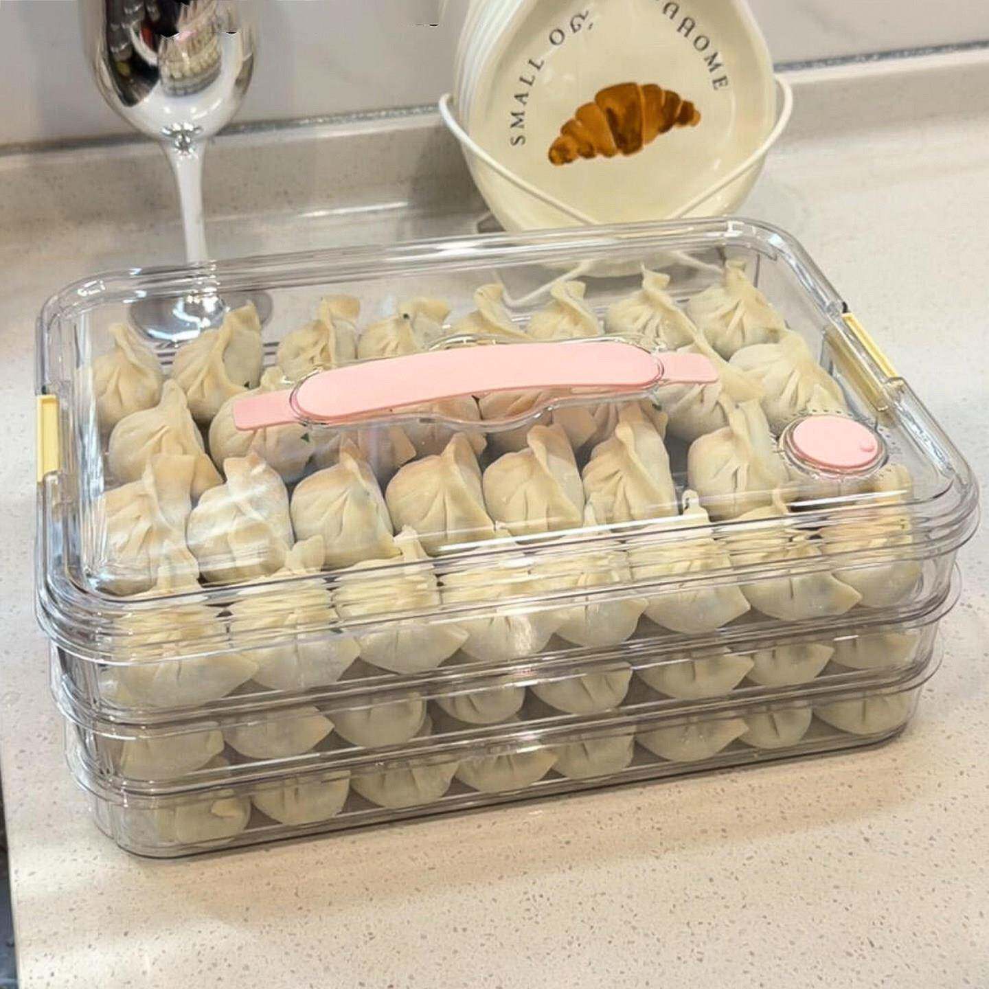 饺子收纳盒冰箱用食品级透明保鲜盒大容量多层冷冻盒速冻馄饨水饺