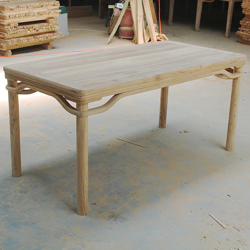 中式木茶桌餐长桌画案白茬白胚原木老榆木家实具方形条桌TLU工厂