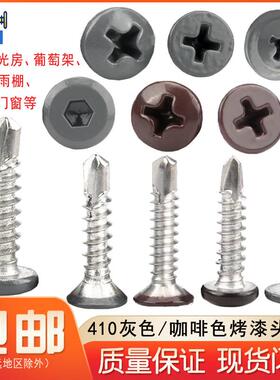 头部烤漆410不锈钢钻尾螺丝灰色咖啡色圆头平头圆头华司自攻钉