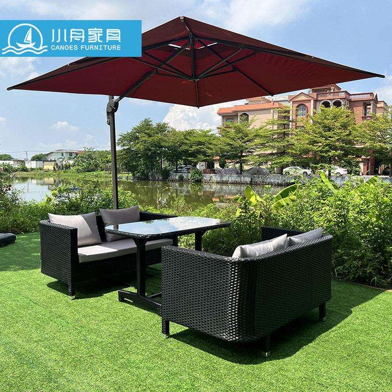 北欧户外沙发庭院休闲阳台藤制户外家具花园别墅户外藤编沙发组合