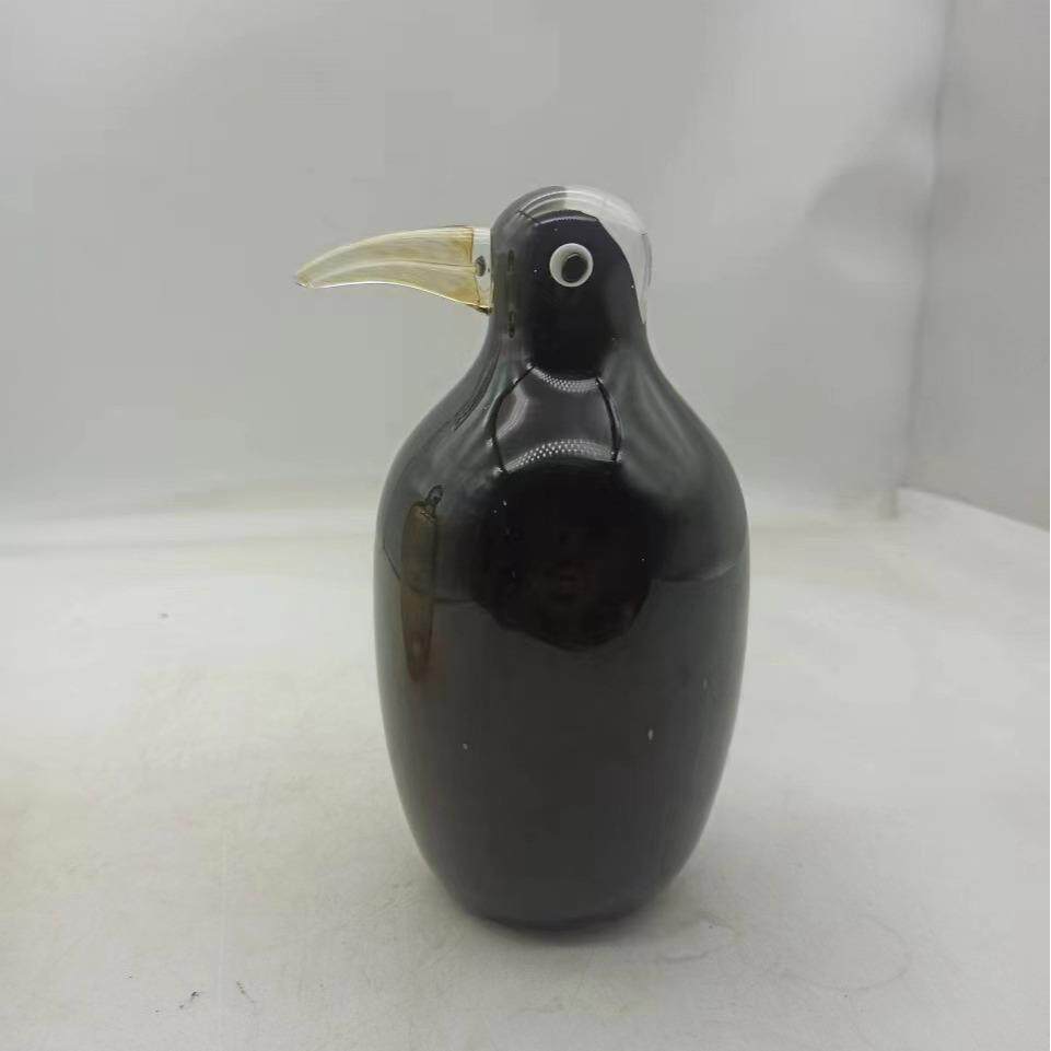 彩色小鸟桌面摆件琥珀色黑色复古撞色吹制玻璃工艺品琉璃工艺