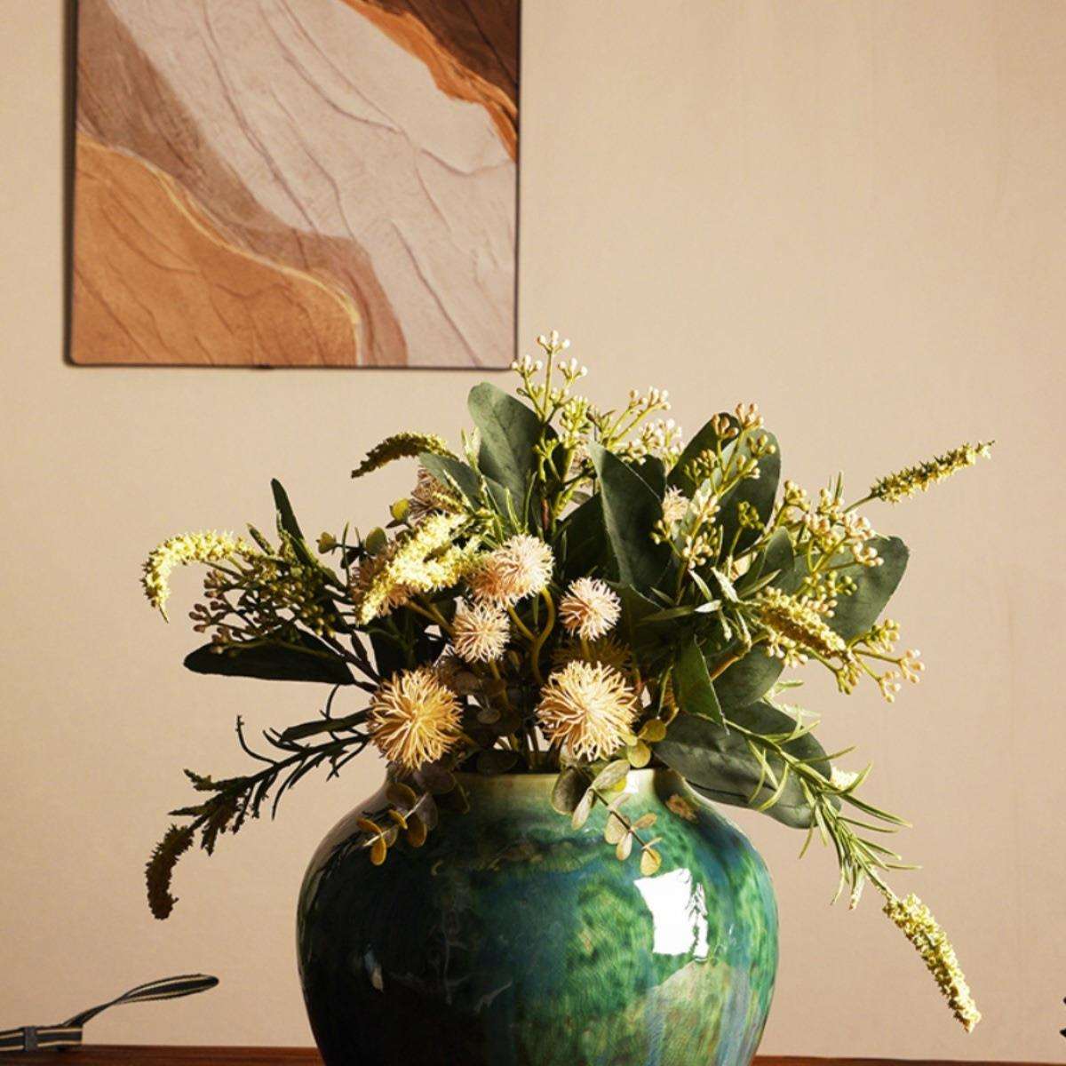 陶瓷花瓶摆件干花装饰品电视柜玄关家居新中式禅意轻奢冰裂釉花器
