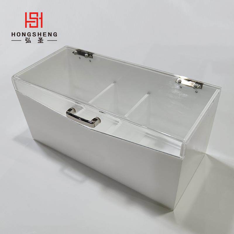 亚克力化妆棉收纳盒有机玻璃棉签收纳盒翻盖亚克力收纳盒