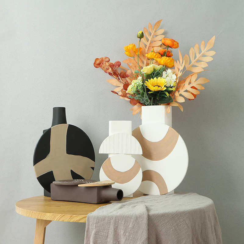 创意简约造型人工彩绘陶瓷花瓶装饰摆件客厅酒柜电视柜高级现代插,家居饰品,花瓶,淘宝优惠券,粉丝福利购,淘宝优惠卷