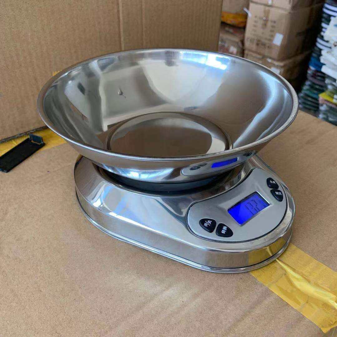 厂家直销家用不锈钢厨房秤带碗电子秤克秤精准食物秤烘培秤