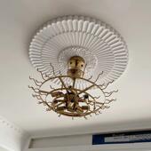 PU灯灯盘池天灯花板造型吊顶装 饰DWK非石形膏圆雕花底座吊灯座轻