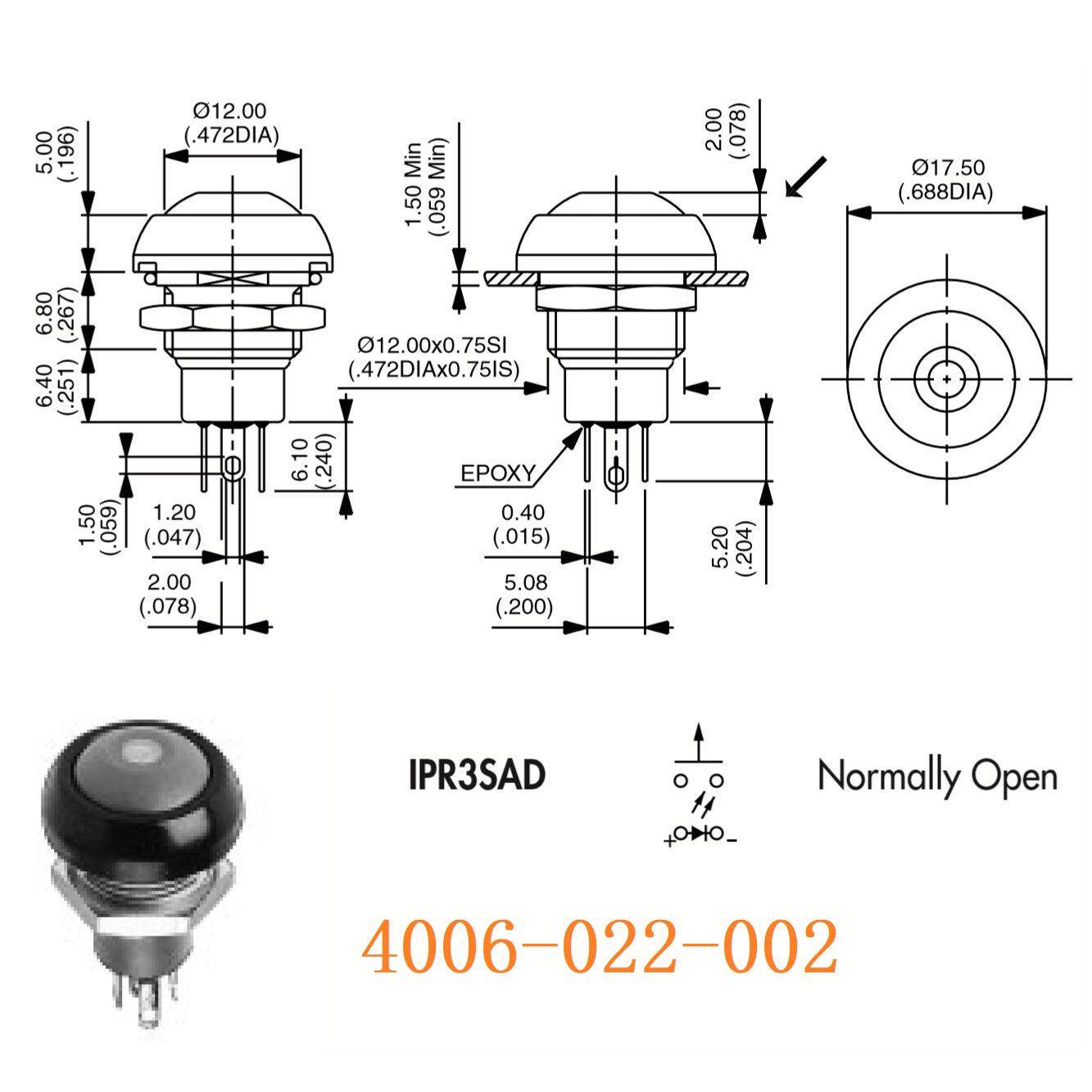 Apem工程防水进口阻燃按钮开关型号IPR3SAD2L0G100
