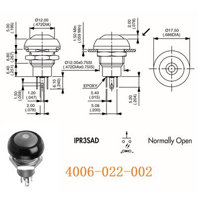 Apem工程防水进口阻燃按钮开关型号IPR3SAD2L0G100