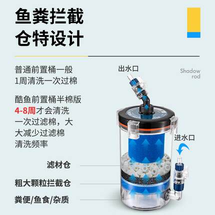酷鱼小型鱼缸前置过滤桶无动力KY240A水族箱外置过滤器静音净化器