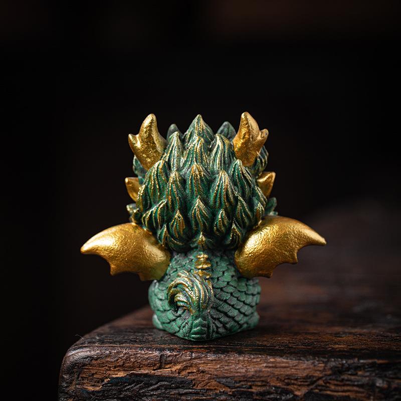 国潮风神兽可爱茶宠家居办公桌面摆件彩金飞天小神龙吉祥物装饰品