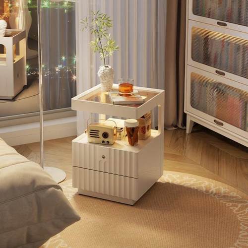 实木床头柜简约现边代家用卧简室带锁物柜DD小储型床置物架易收纳