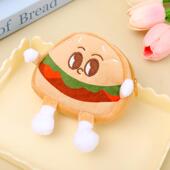 网红汉堡吐司零钱包耳机收纳包毛绒钥匙扣挂件零钱包抓娃娃机礼品