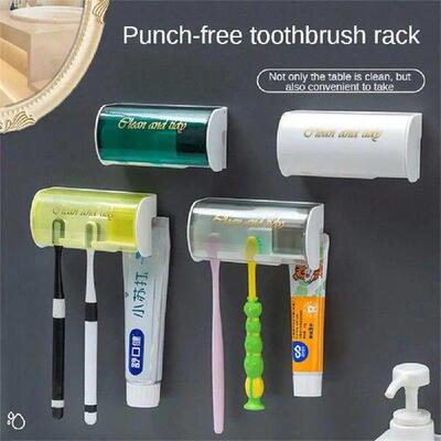 Toothbrush Holder Wall Mounted Waterproof Dust-proof Toilet