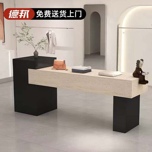 中岛展示台服装店中古风中岛柜女装店高级感柜台装饰柜展示陈列台