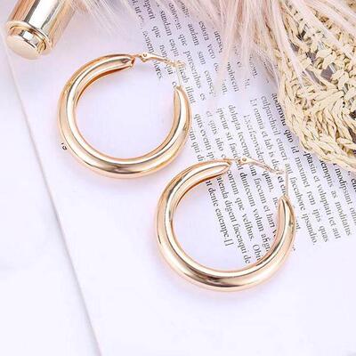 Personality 50 MM Big Gold Hoops Earrings Minimalist Thick