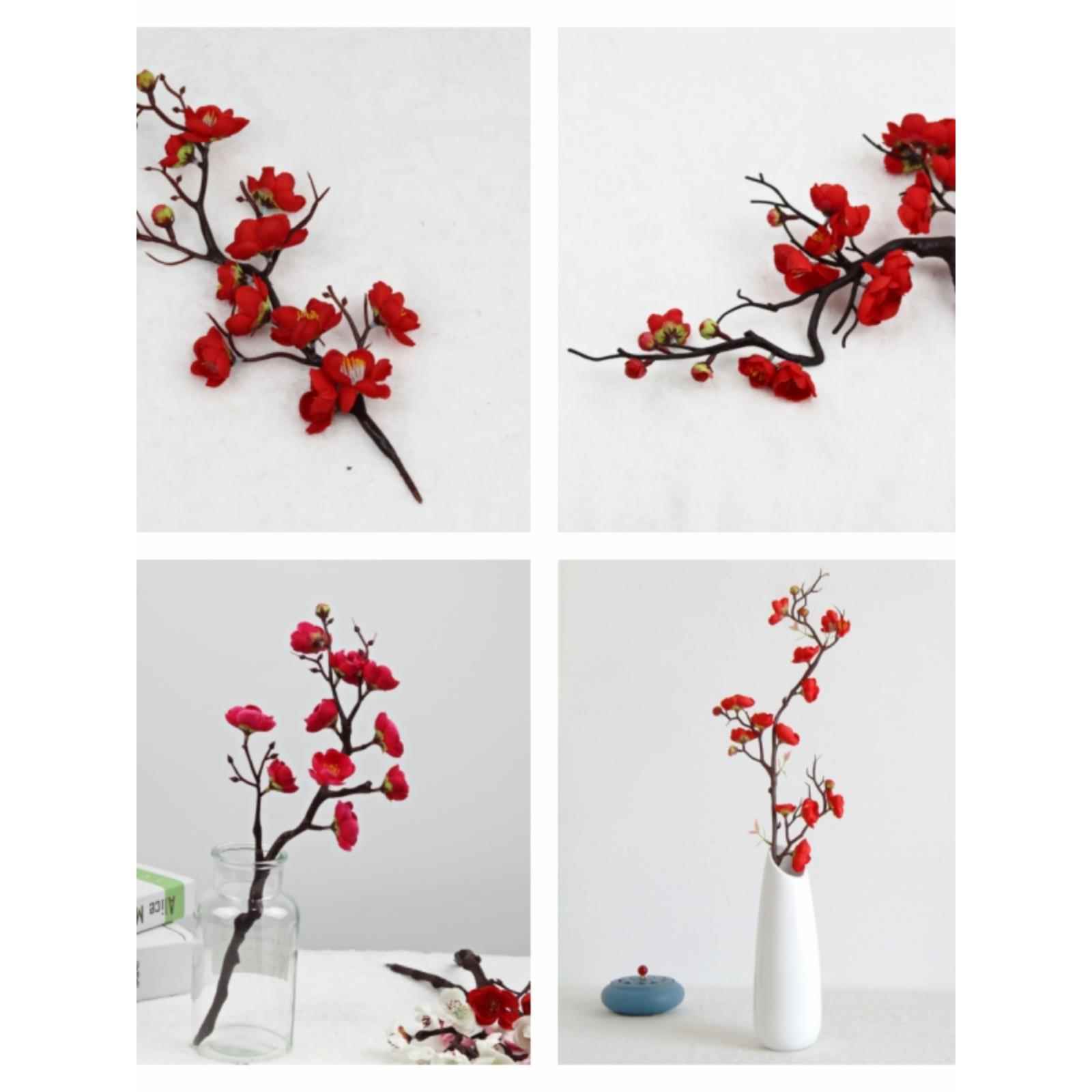 彷真梅花中式婚庆腊梅枝假花客厅绢花电视柜茶几装饰品摆件插花