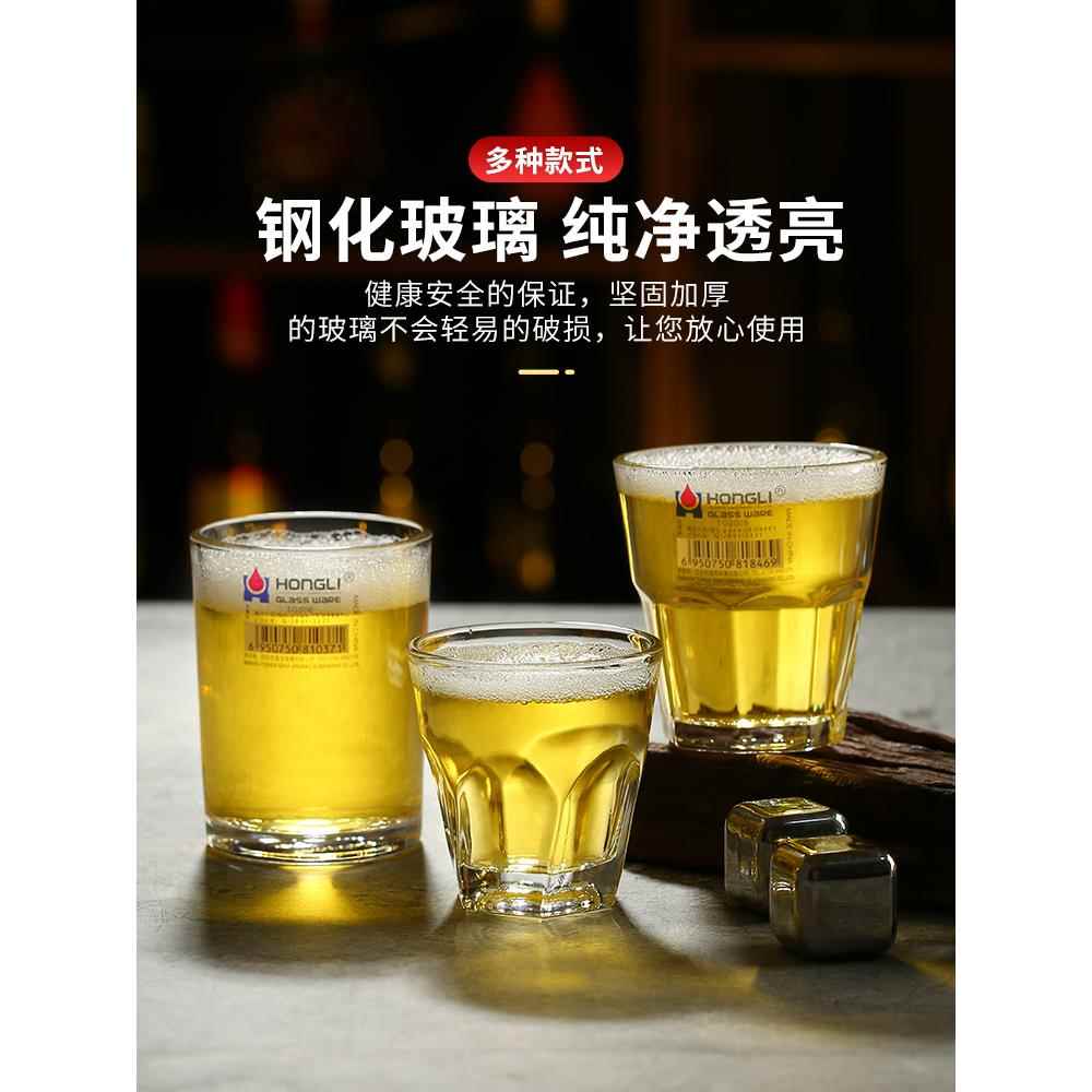 钢化玻璃杯子 八角杯耐摔啤酒杯 威士忌杯 酒吧KTV商用啤酒杯
