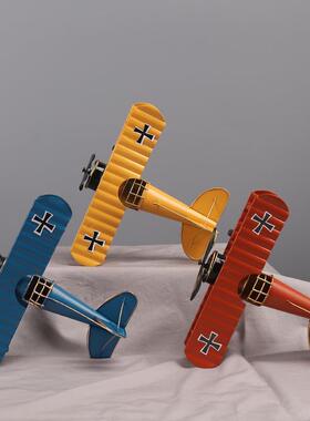 创意铁艺飞机模型摆件儿童玩具礼品居家装饰品复古手工时尚工艺品