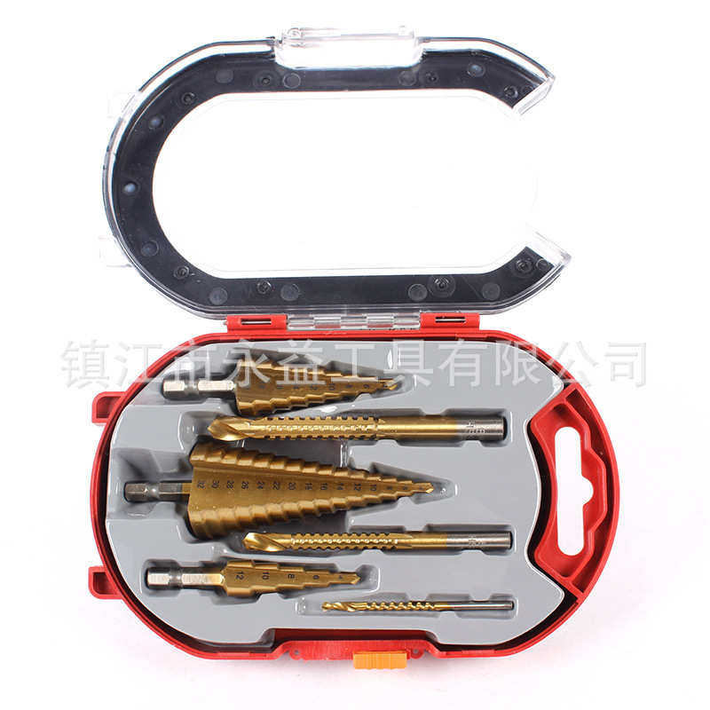 镀高速钢塑孔6pc混合木工钛麻花钻盒装批发6件套开锯齿钻器阶梯,五金/工具,异形锉,淘宝优惠券,粉丝福利购,淘宝优惠卷