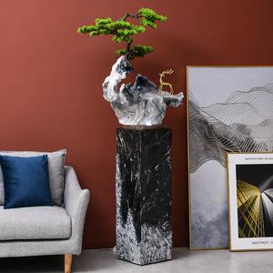 轻奢仿真迎客松根雕盆景流水加湿器摆件现代家居客厅玄关转角装饰