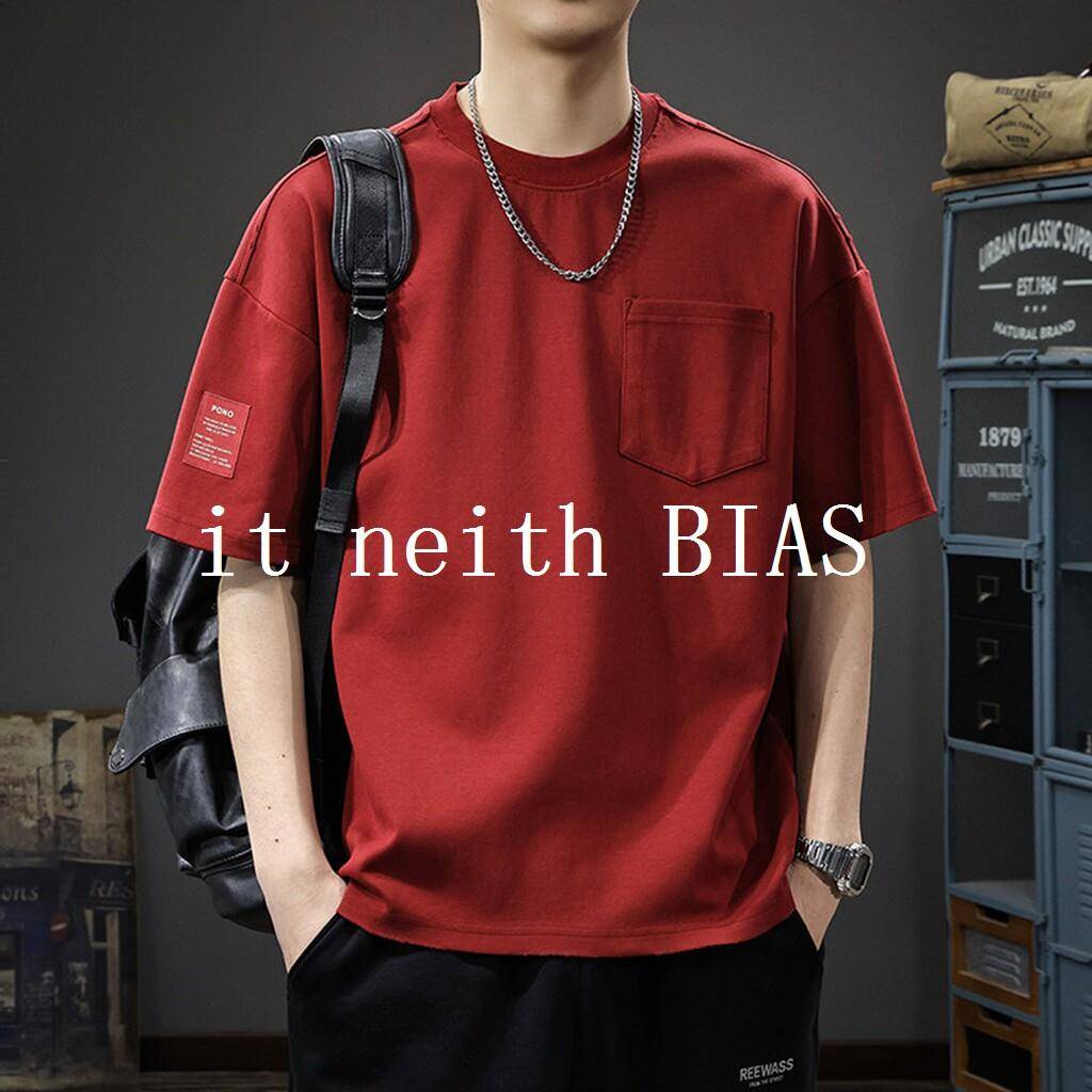 it neith BIAS2026夏季口袋短袖t恤男士美式休闲重磅宽松破洞T恤