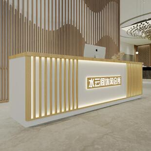 新中式饭店吧台收银台日系民宿客栈采耳足浴店养生馆前台接待台柜