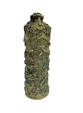 仿青铜龙柱摆设古玩杂项鎏金龙柱家居客厅摆件工艺品
