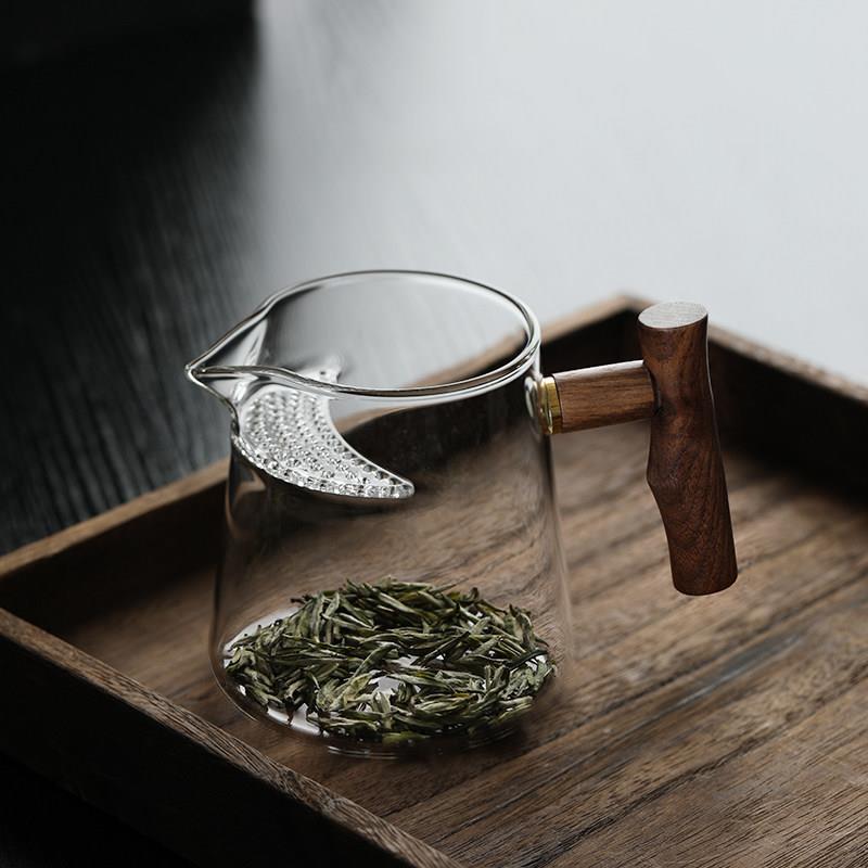 玻璃公道杯月牙杯茶滤一体家用绿茶泡茶器加厚耐热懒人泡茶分茶器