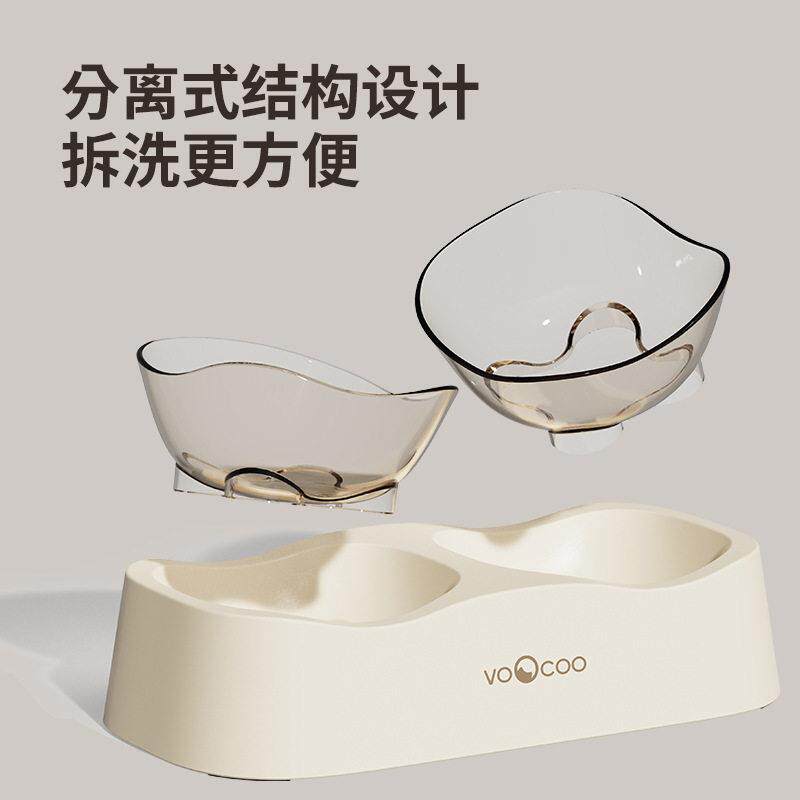 蔚刻VOOCOO波浪双碗可分离式猫碗狗碗猫食盆狗水盆防打翻宠物饭碗