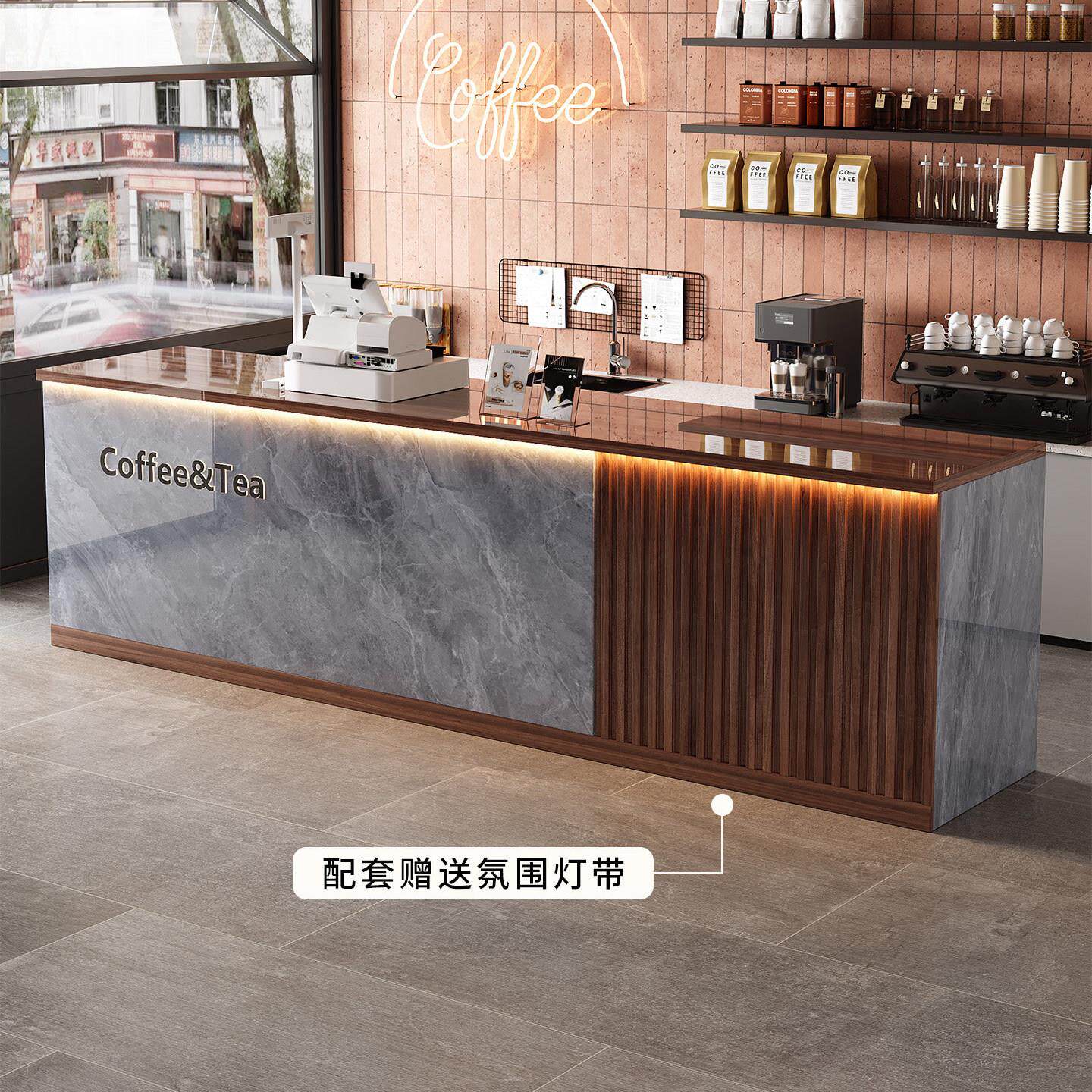 【香港包邮】吧台收银台餐饮商用奶茶店柜台咖啡店吧台一体超市便