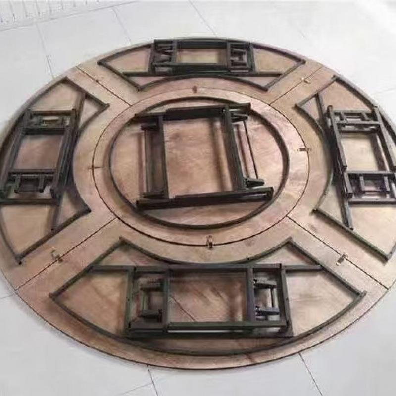 酒店圆桌宴会饭店折叠餐厅1020PVC圆桌面餐桌桌椅商用转盘供应链