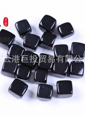 天然黑曜石方块摆件装饰鱼缸盆栽装饰方形裸石配件方糖品