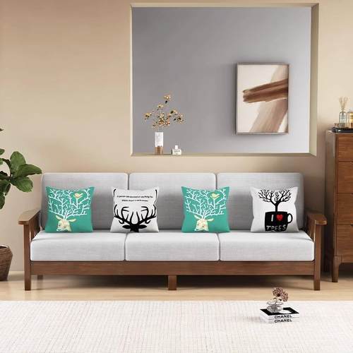 全实木沙发现代简约组合布艺贵妃小户型家用客厅经济型三人位沙发