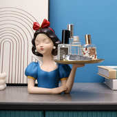 创意网红白雪公主入户玄关收纳托盘摆件轻奢客厅家居桌面软装 饰 装