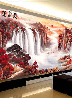 5d钻石画2025新款客厅鸿运当头满钻山水贴画水晶钻手工点砖十字绣