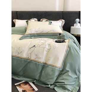 新中式花鸟刺绣100支长绒棉四件套纯棉贡缎床单被套全棉主卧床品