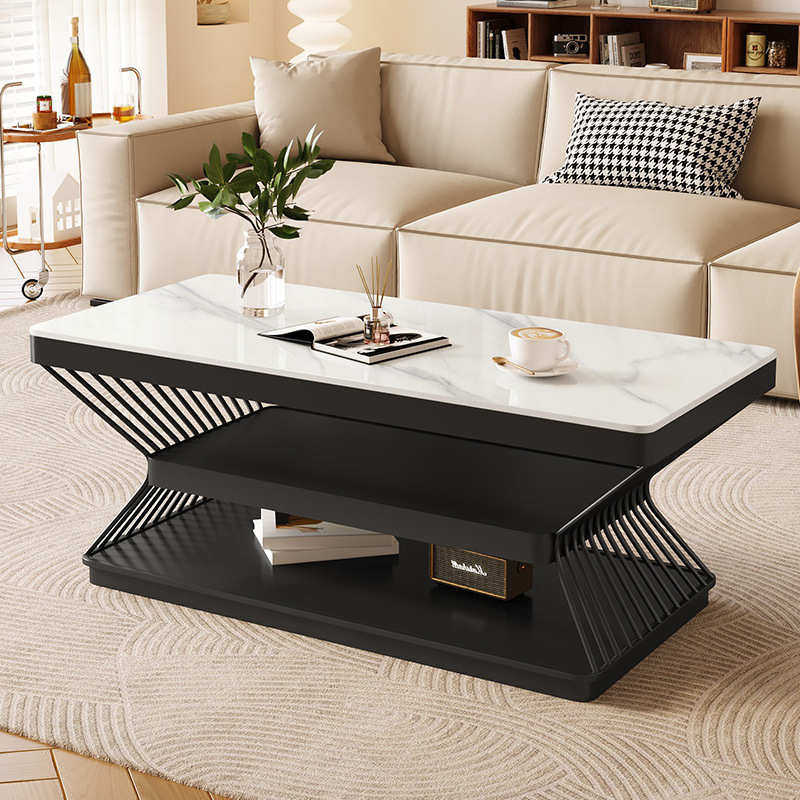 奶油岩板茶几家用客厅新款现代长方形双层茶桌小户型简约轻奢桌子,商业/办公家具,茶几,淘宝优惠券,粉丝福利购,淘宝优惠卷