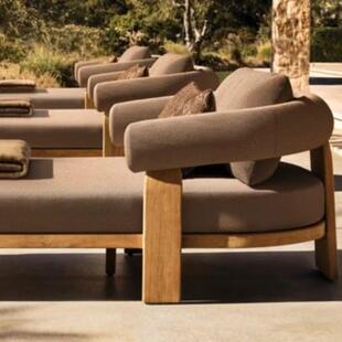 户外沙发庭院花园露台防水防晒柚木家具组合室外阳台进口柚木沙发